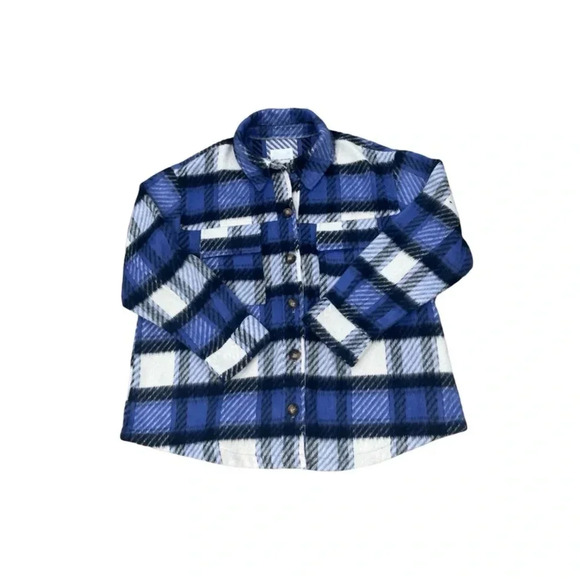 Anthropologie Avec Les Filles Size 2X Blue & White Plaid Button-Up Shacket  NWT - Picture 3 of 11
